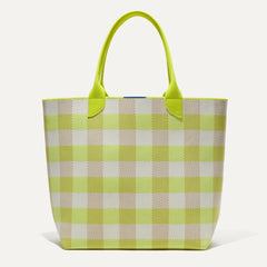 The Lightweight Tote in Citrus Gingham shown from the front.