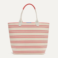 PDP |The Lightweight Tote in Coral Stripe shown from the front.