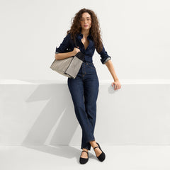 The Classic Tote - Black Herringbone