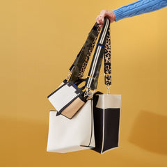 The Crossbody Strap paired with The Mini Handbag, The Lightweight Petite Tote and The Classic Tote.