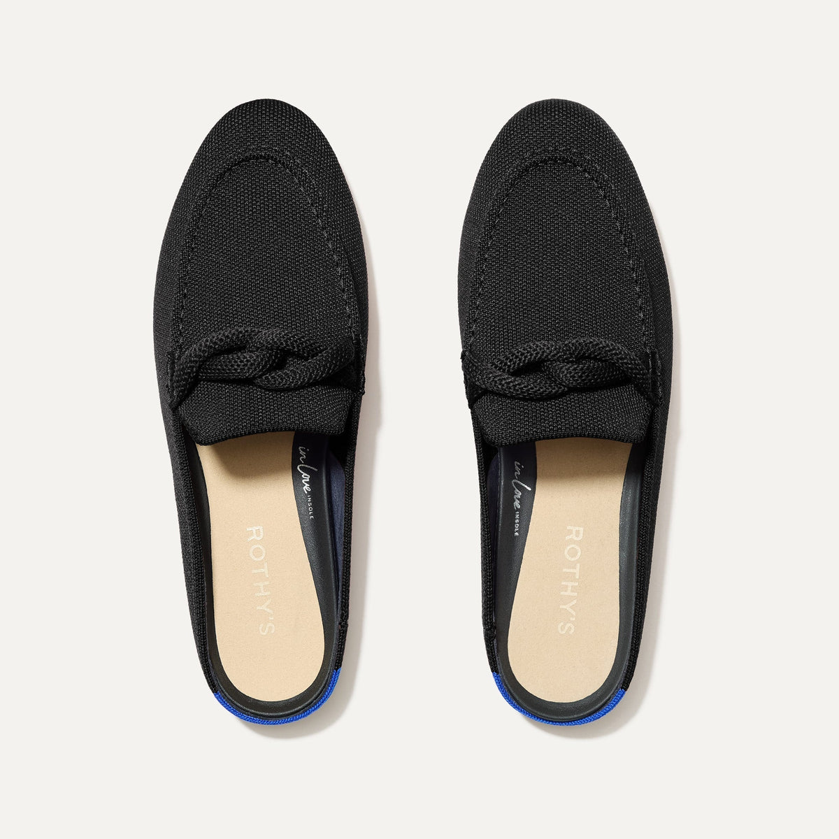 The Loafer Mule in Black shown from the top.