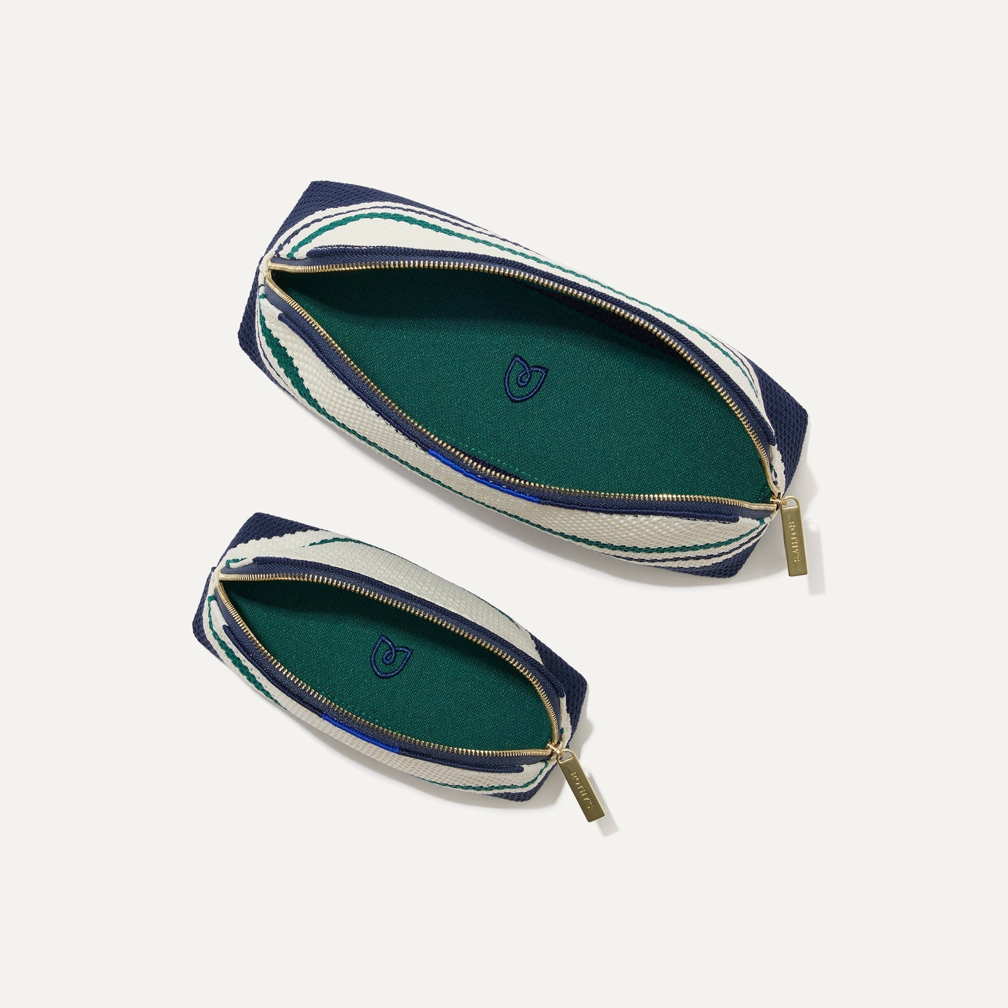 The Vanity Set in Volley shown from the top with zipper closure open.