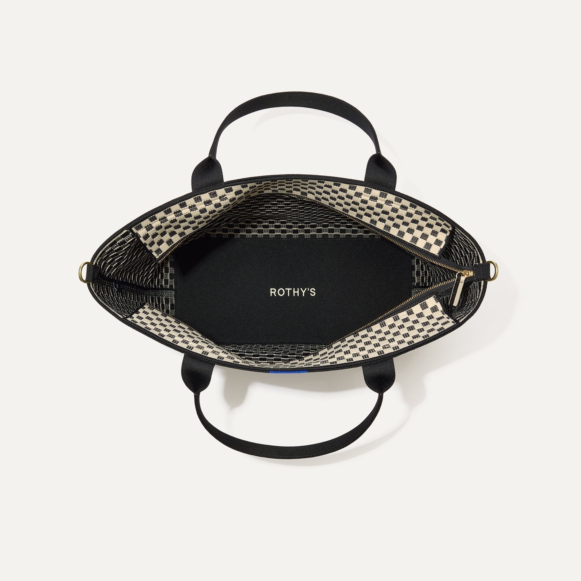 The Zip Travel Tote, shown from above with the interior exposed.