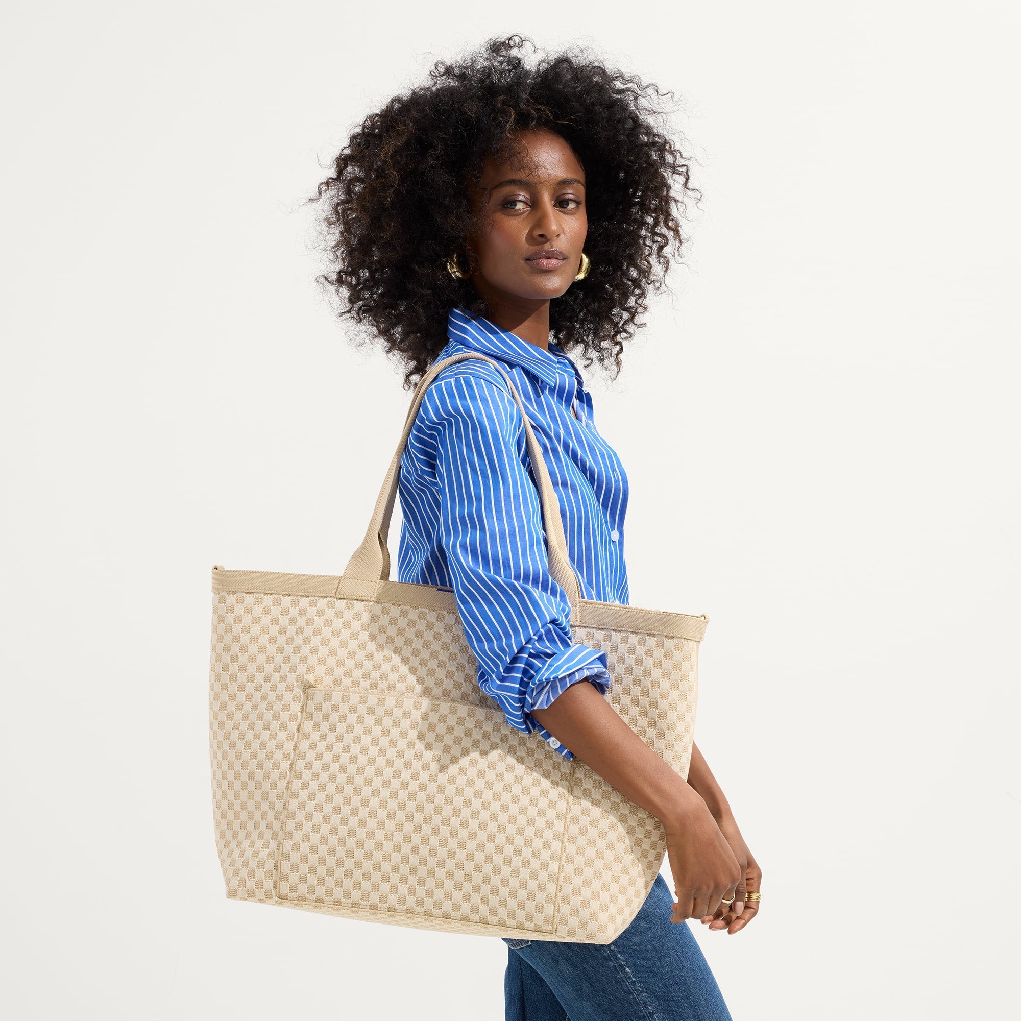 The Zip Travel Tote - Parchment Basketweave
