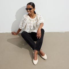 Alternate view of a model wearing The Almond Slingback.