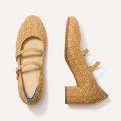 The Double Buckle Mary Jane Heel - Golden Tweed