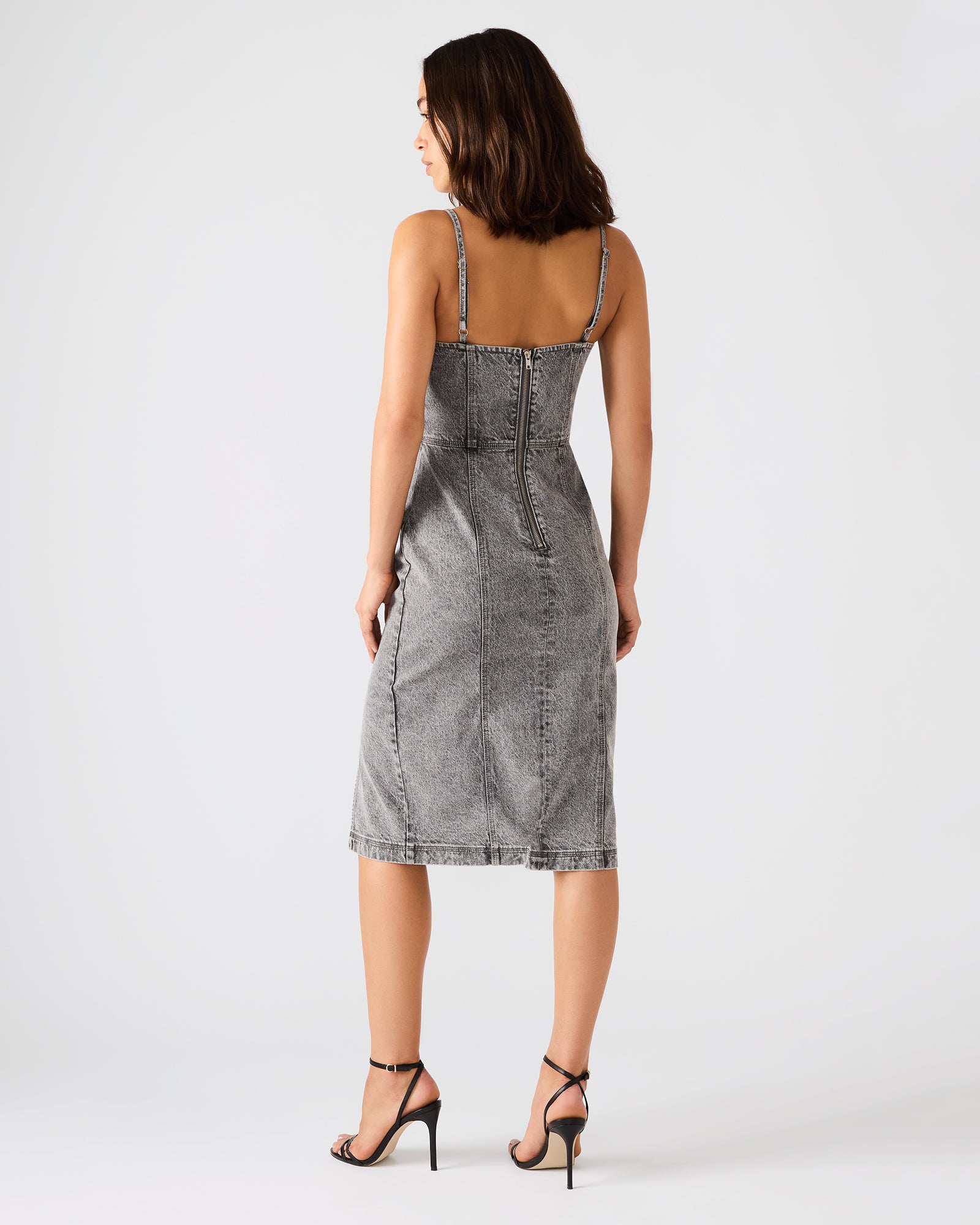 EMBELLISHED GISELLE DENIM DRESS FOG